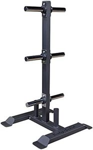 Body-Solid (GWT56) Heavy-Gauge Steel Olympic Weight Tree & Bar Holder with 1000 lb Capacity - 6 Chrome-Plated Posts, Fits Bumper/Olympic Plates