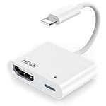 Lighting to HDMI Adapter,iPhone to HDMI Adapter, 1080P Digital Av Adapter,HDTV Video & Audio Sync Screen Connector (No Need Power).Compatible with iPhone,iPad and TV/Projectors-Support iOS All.