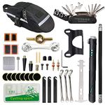 Beenlen Bike Repair Kit, Home Bike Portable Patches Fixes Tool with Bicycle Repair Bag & Bicycle Tire Pump for Mountain Bike and Road Bike Camping Travel Essentials Tool Bag