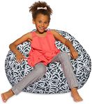 Posh Creations Bean Bag Chair for Kids, Teens, and Adults Includes Removable and Machine Washable Cover, 38in - Large, Canvas Roses Gray