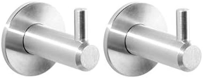 Kon-fort Home Colgador Toalla Baño 2 Unidades, Diseño Acero Inoxidable AISI 304, Cepillado Mate con Tornillo.