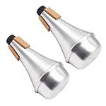 Practice Trumpet Mute Silencer Straight Trumpet Cornet Mute Lightweight Cork Strips Trumpet Cup Mute Aluminum Alloy Home Quietly Practicing Musical Instrument Silver Accessories Jazz Music