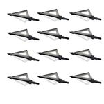 SAS Stainless Steel Fixed 3-Blade Archery Hunting Screw-in Broadheads 1 1/8 Cutting Diameter with Steel Points Tips - for Crossbow, Compound and Recurve Bow Arrows (Black, 100 gr.)