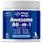 Happy Heroes Awesome All-in-1 Multivitamins for Dogs, 100% Natural Supplement with Coenzyme Q10 for Cognitive Support, Joint & Hip Health, Gut Health, Skin & Coat Care, Allergy Relief, 120 Soft Chews