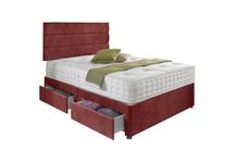 SANA SLEEP Stylish Premium Fabric Divan Bed Set With Open Coil Memory Foam Mattress, 2 Drawers (1 Either Side) and Matching Headboard 4FT Small Double - Cruhsed Velvet Mulburry