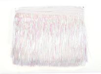 YYCRAFT 8" Wide Tinsel Fringe Tinsel Trim Tinsel Garland Dance Costume Fringe Trimming Shiny foil Effect Party Decor (5 Yards,Iridescent White)