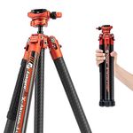 Fotopro X-Aircross 3 Lite 62 Inch Lightweight Travel Camera Tripod with Panoramic Ball Head 1.78lbs Ultra Light Portable Professional Travel Carbon Fiber Tripod for Camera DSLR Load up to 22lbs Orange