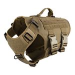 ICEFANG Tactical K9 Operation Harness,6X Buckle,Working Dog MOLLE Vest with Handle,3/4 Body Coverage,Hook and Loop Panel for ID Patch,No Pulling Front Clip (L (Chest 28"-35"), CB)