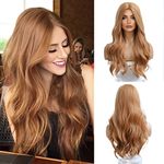 Esmee Long Wavy Strawberry Blonde Wig for Women Natural Synthetic Hair Heat Resistant Wigs for Daily Party Cosplay-24 Inches