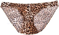 iEFiEL Men's Lingerie Leopard Print G-Strings Thongs Bikini Briefs Underwear Leopard L