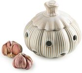Garlic Storage Pod Ceramic Garlic Keeper with Lid Large Garlic Container for Counter, White