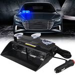 yifengshun Blue LED Law Enforcement Emergency Beacon Hazard Strobe Lights High Brightness 16LEDs 12V Warning Light for Truck Trailer Interior Roof/Windshield/Dashboard with Suction Cup