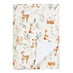 PHF Minky Baby Blanket, 40x50 Inches Soft Toddler Blanket with Double Layer Dotted Backing for Boys, Reversible Crib Receiving Blanket Bed Throws for Newborns, Infant, Babies, Woodland, 40x50 Inches