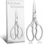 ZEVON® Kitchen Scissors, Multi-Purpose Kitchen Shears, Heavy Duty Dishwasher Safe Food Scissors, Non Slip Stainless Steel Sharp Cooking Scissors for Kitchen, Chicken, Poultry, Fish, Meat, Herbs-Sliver