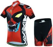 Kids Cycling Jersey Set (Short Sleeve Jersey + Padded Shorts), 9-11 Years