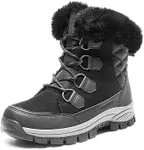 DREAM PAIRS Waterproof Snow Boots for Women, Faux Fur Cozy Warm Insulated Winter Boots Lace Up Mid-Calf Outdoor Shoes for Walking Hiking,Size 9,Black,SDSB2305W