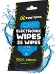 Fortress Electronic Wipes (25 ct.) To-Go Tech Wipes for Screens, Phones, Keyboards, TV Monitors, Computer Screens, and More [Travel Size] Skin-Safe Screen Cleaner Wipes, Electronic Wipes