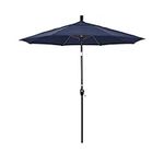 California Umbrella 7.5' Round Aluminum Market Umbrella, Crank Lift, Push Button Tilt, Bronze Pole, Olefin Navy Blue