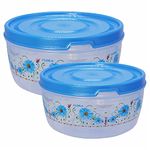 Wonder Homeware Prime Food Saver 2000 & 1200 Round Printed Container, Set of 2, 2000 ml, 1200 ml Blue Color