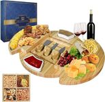 Louis Donné Cheese Board with Knife Set, Cheese Platter Charcuterie Board Plate Set, Serving Tray for Wine Crackers Brie and Meat, Large Thick Wooden Serving Board, Housewarming Gift for Gourmets