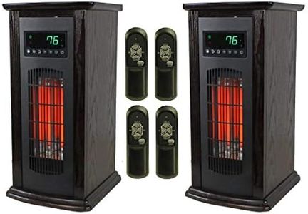 LifeSmart LifePro 1500 Watts Infrared Quartz Indoor Home Tower Space Heater with Adjusting Temperatures and Remote Controls, Black, 2 Pack