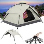 REAWOW Camping Tent, pop-up Tent, Camping Tent, Automatic 2/3 People, Waterproof and Windproof Camping Tent with Removable, Outer Tent Tarpaulin for Trekking, Camping, Outdoor