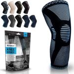 POWERLIX Knee Compression Sleeve - Best Knee Brace for Knee Pain for Men & Women – Knee Support for Running, Basketball, Volleyball, Weightlifting, Gym, Workout, Sports - (Light Blue L)