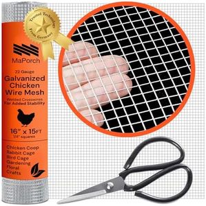 MaPorch Hardware Cloth - Galvanized Wire Mesh Roll for Vent, Rabbit Fencing, and Cabinets - Wire Cutting Scissor Included (16IN x 15FT, 1/4 Inch Mesh, 18 Gauge)