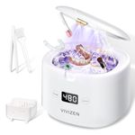 Ultrasonic Cleaner, Sonic Denture Cleaning, Portable 30W/45kHz Machine for Dentures, Aligners, Brackets, Mouth Shooters, Jewelry (White)