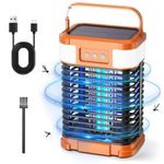 Solar Bug Zapper Outdoor Waterproof, Portable Pest Control Electric Mosquito Zapper Killer with Panel Sensor, Rechargeable Insect Trap Fly Zapper for Home, Patio, Backyard, Camping, Orange