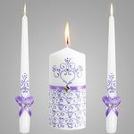 Unity Candles for Wedding Ceremony - Unity Decorative Wedding Candle Set of 3 Ceremonial Candles - 6" Pillar & 2 10" Tapers Candles - Family Marriage Unity Candle Set Wedding Table Centerpiece
