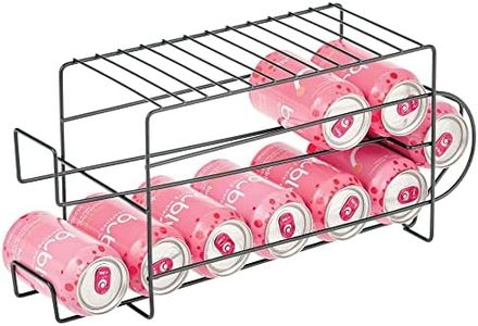 mDesign 2-Tier Metal Wire Standing Pop/Soda and Food Can Dispenser Storage Rack Organizer with Top Shelf for Kitchen Pantry, Countertop, Cabinet - Holds 12 Cans - Graphite Gray