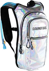 Sojourner Rave Hydration Pack Backpack - 2L Water Bladder Included for Festivals, Raves, Hiking, Biking, Climbing, Running and More (Multiple Styles) (Holographic - Silver)