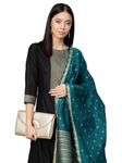 INDO ERA Women's Polyester Solid Straight Kurta with Pant & Dupatta Set (Black_IE26KS9BK1729_Large)