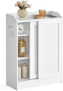 VASAGLE Bathroom Cabinet, Slim Bathroom Storage Cabinet, Toilet Paper Holder and Brush Compartment, Sliding Doors, Adjustable Shelves, Next to Toilet, 7.9 x 23.6 x 31.5 Inches, Cloud White UBBC752W01