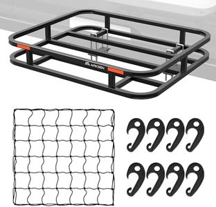 ARKSEN 32 x 26 Inch Bumper Mounted Cargo Rack Carrier with Nylon Net 350 Lbs Heavy Duty Capacity Luggage Basket Hitch Fold Up for RV, Camping, Traveling