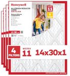 Honeywell 14x30x1 MERV 11 Allergen Reducer 11000 Electrostatic Pleated HVAC AC Furnace Air Filter (4-Pack) | Replacement Filter for Home Use | Made in USA