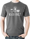 Witty Fashions Never Forget Floppy Disk VHS Cassette Tape Music Men's T-Shirt (Charcoal, Large)