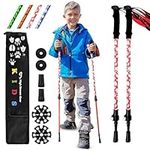 Kid's Hiking Poles – Adjustable Telescopic Trekking Poles for Children – Includes: 2 Walking Sticks, Carrier Bag and Accessories All Designed for Boys and Girls (Red)