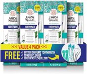 GuruNanda Hydroxyapatite Toothpaste, SLS & Fluoride Free, Whitening Toothpaste - Freshens Breath, Fights Plaque - Natural CocoMint Jasmine Neem - 4 Pack