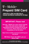 Canada, Mexico and USA Prepaid SIM Card T-Mobile 10GB 4G LTE Data in USA and 5GB Data in Canada or Mexico Combined with Unlimited Talk and Text Among and Within Canada, Mexico and USA for 30 Days