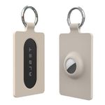 Dingfeiyu Airtag Key Card Holder for Tesla, Key Fob Cover for Tesla Model 3/Y/X/S, GPS Locator Tracker Keyring for Tesla, Anti-Lost and Scratch-Resistant Tesla Accessories (Beige X 1)