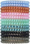 NELJIBEHU Candy Color Coil Hair Elastics, 14 Pcs Multicolor Medium Telephone Cord Plastic Hair Ties (7 Colors)