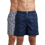 Jockey Men's Super Combed Mercerized Cotton Woven Printed Boxer Shorts with Side Pockets | Pack of 2 Colors & Prints May Vary |_Style_US57_Navy Nickle_L