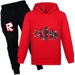 Boy Girl Hoodies Game Cartoon Long Sleeve Hooded Clothes Set For Kids (red, 9-10 Years)