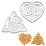 BAKERLOGY Set of 2 Celtic Triquetra Cookie Cutters (Designs: Celtic Heart and Triquetra) - Detailed Biscuit Cutter Design for Baking and Crafts, Ideal on Fondant, Dough, Clay