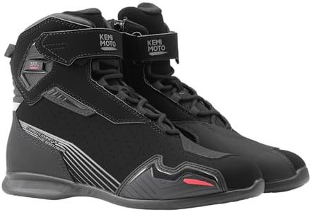 KEMIMOTO Motorcycle Boots Men Ankle, Thick Heel Protection Mesh Breathable Motorcycle Riding Shoes for Commuting,Motor-Travel,Trekking,Hiking Black