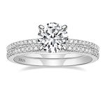 EAMTI 1.25CT 925 Sterling Silver Bridal Ring Sets Round CZ Engagement Rings Promise Rings for Her Wedding Bands for Women Size 7