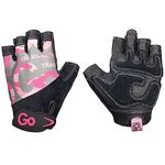 GoFit GF-WLG-L/PC Women’s Premium Leather Elite Trainer Gloves (Large/Pink Camo),Black