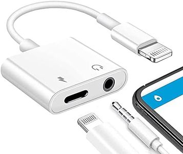 Apple MFi Certified Lightning to 3.5mm Headphones Dongle Jack Adapter for iPhone,2 in 1 Charger and Aux Audio Splitter Adapter Compatible with iPhone 8 11 12 X XR XS Support All iOS System